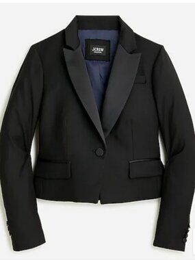 J. Crew Collection Cropped Blazer in Italian Tuxedo 100% Wool, Size 4, NWT!